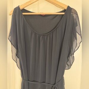 Merona sheer Black lined dress with flutter sleeves. Size XXL.